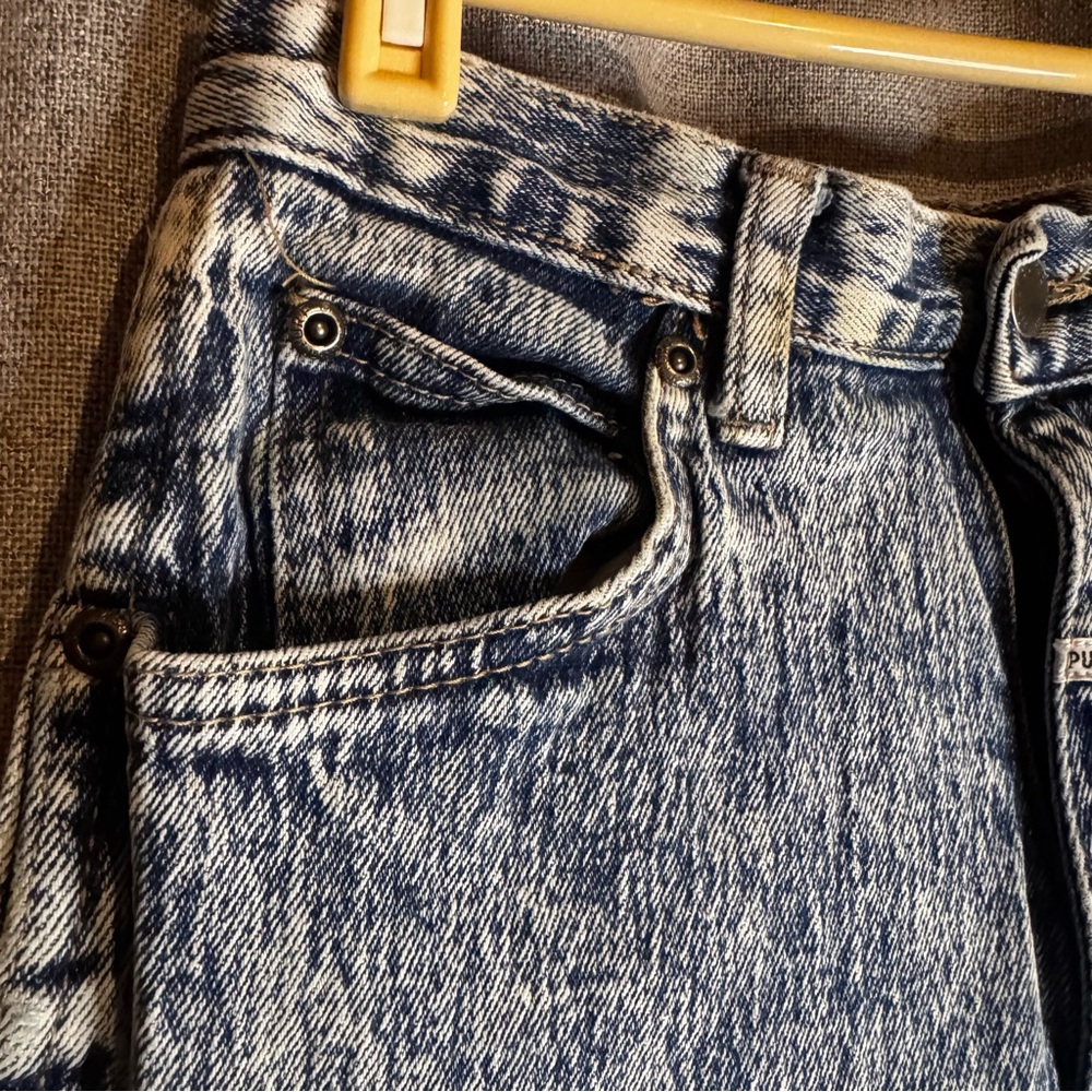 Vintage-Effect High-Rise Women's Jeans - Acid Wash Blue - Picture 3 of 10